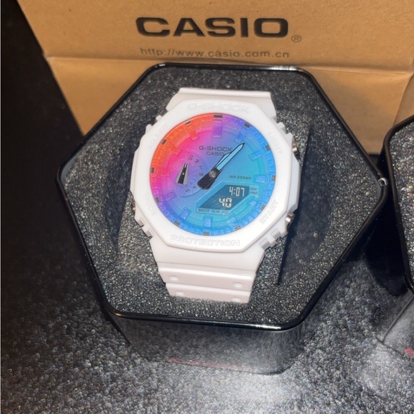 Casio Other - Casio G-Shock White Watch with Rainbow Gradient Dial